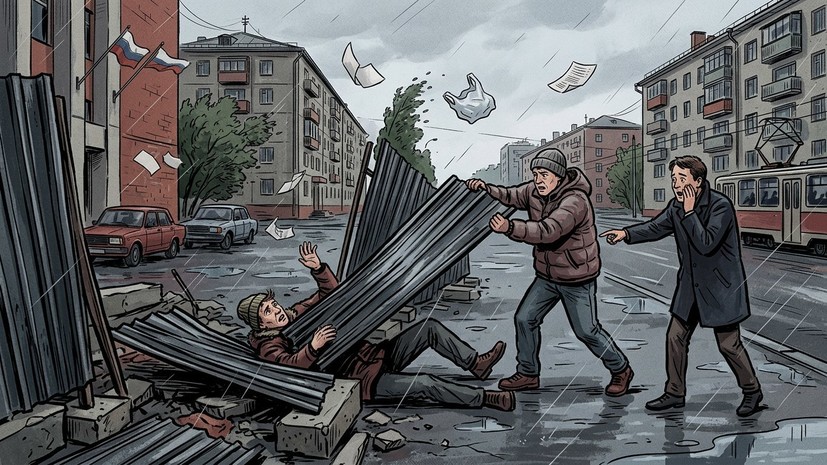 В Екатеринбурге прохожий пострадал из-за падения забора во время ветра