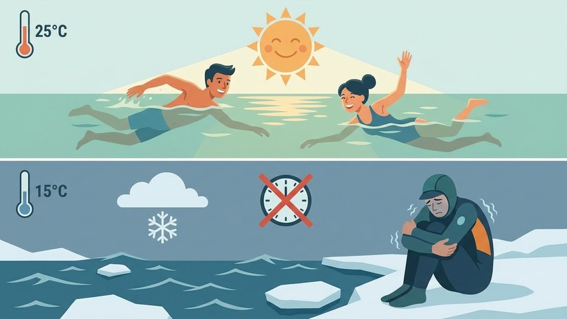 Кардиолог Кондрахин: вода ниже +21 °C опасна для длительного купания