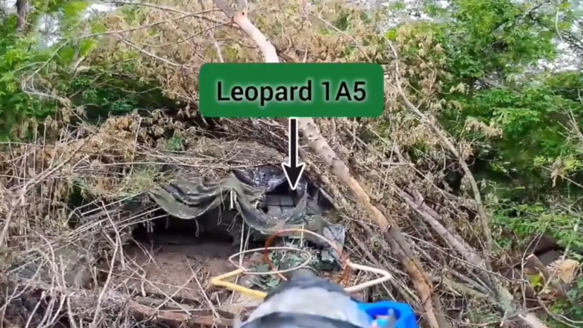 ВС России дронами уничтожили замаскированный Leopard в районе Константиновки