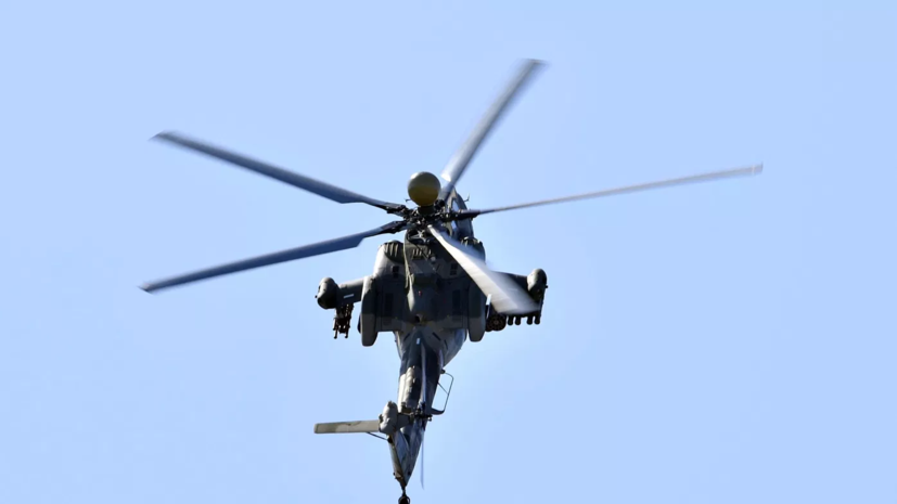 МО России показало кадры выполнения боевого задания экипажем вертолёта Ми-28НМ