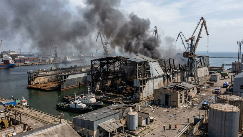 Российские войска поразили цех судоремонтного завода в порту Черноморск
