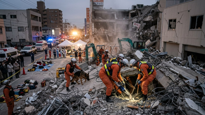NHK: в Японии люди оказались под завалами после обрушения ТЦ из-за землетрясения