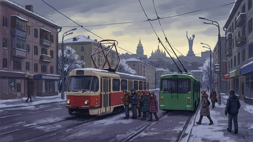 В Киеве приостановлена работа наземного электротранспорта