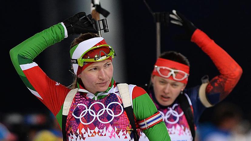 Белорусская биатлонистка Дарья Домрачева выигрывает своё третье золото Олимпиады в Сочи