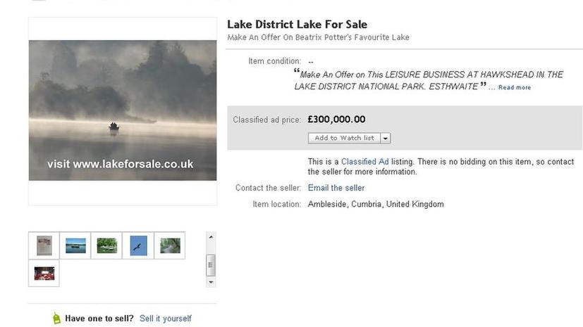 На интернет-аукционе eBay впервые выставили на продажу озеро