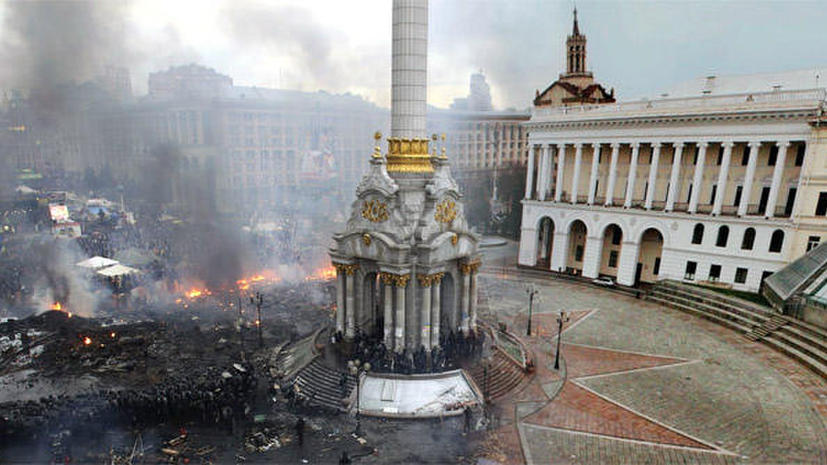 Центр Киева до и после протестов