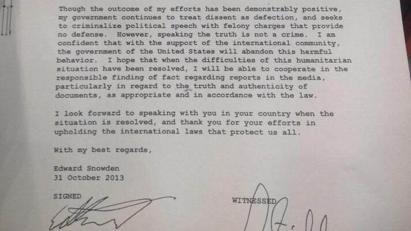 Эдвард Сноуден написал письмо немецким властям: он готов рассказать про слежку АНБ за европейцами