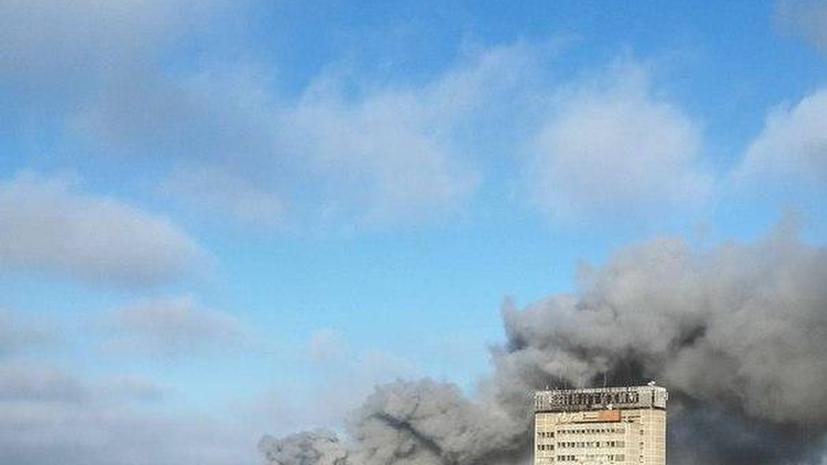 Крупный пожар произошёл на строительном рынке в Подмосковье
