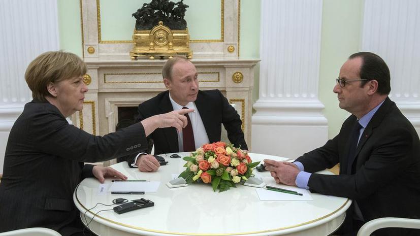 Владимир Путин, Ангела Меркель и Франсуа Олланд призвали с 1 сентября прекратить огонь на Украине